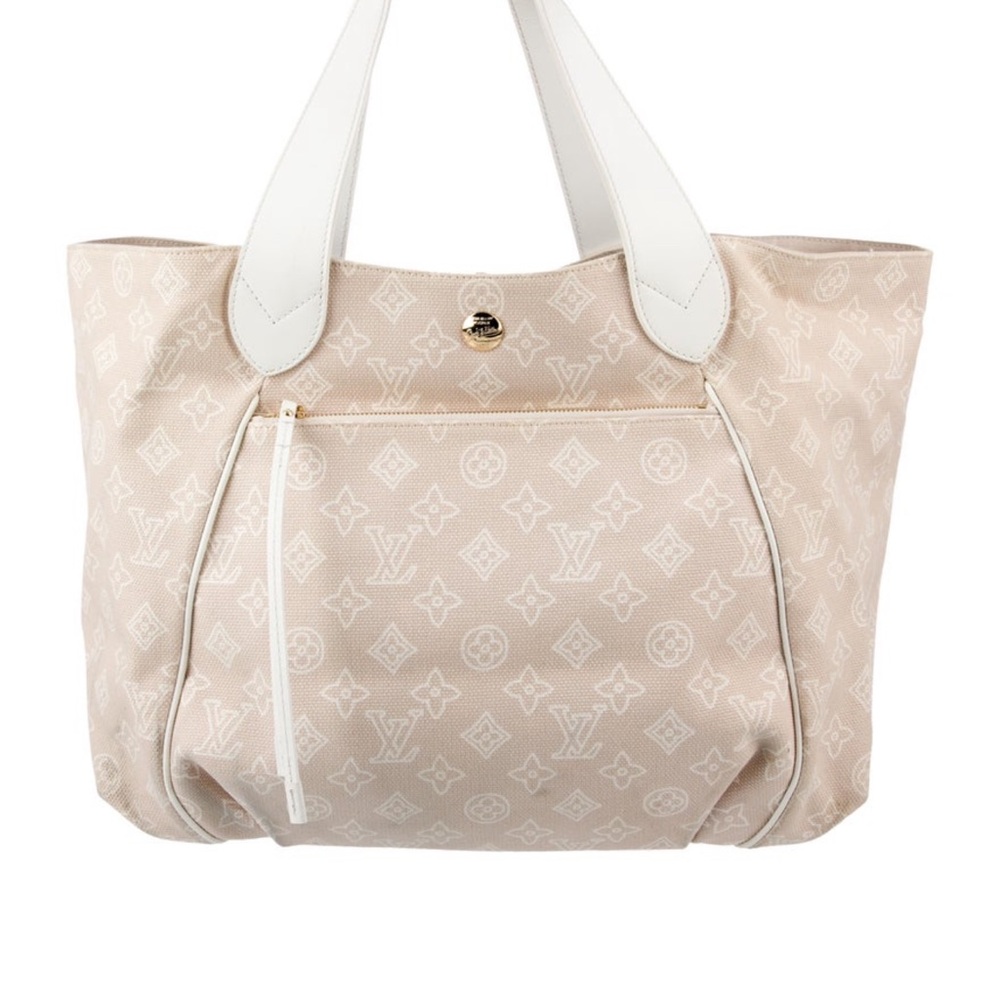 Louis Vuitton Beige and White Tote Bag